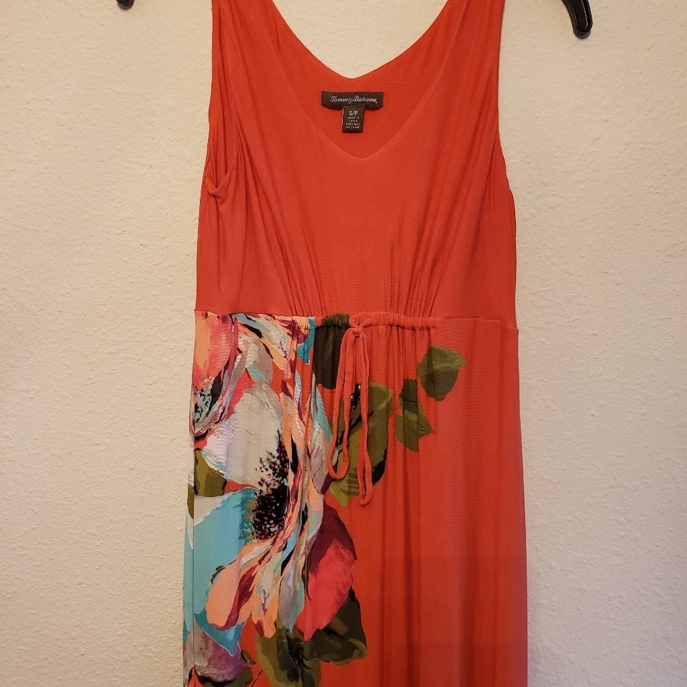 Tommy Bahama maxi dress orange floral size S/P